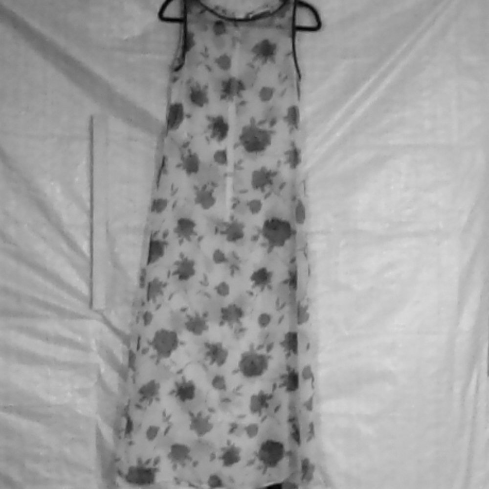 Maurices sheer white dress rose print s/m no tag